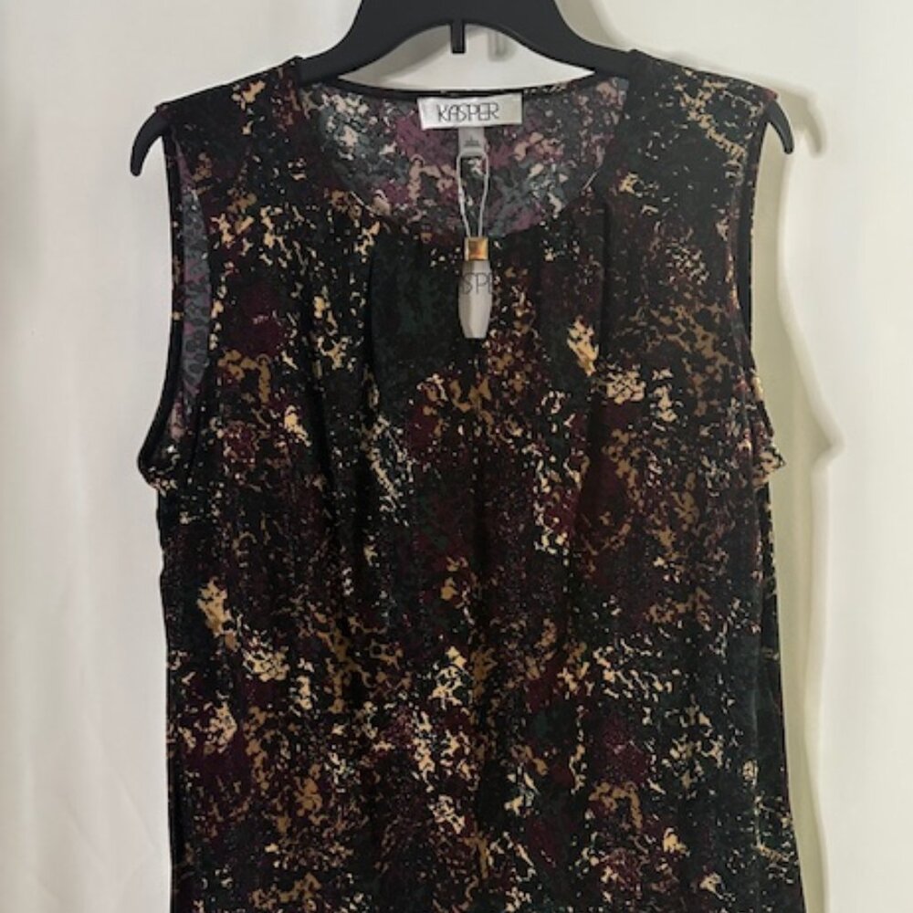 Kasper Evergreen Multi Color Sleeveless Top Size Large NWT